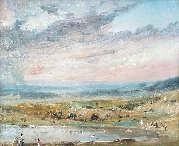 Hampstead heath, with pond and bathers, 1821 (oil on canvas)