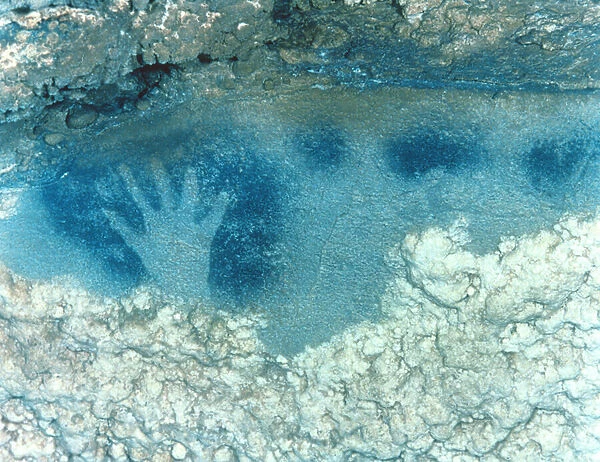 Hand stencil, from upper section of the Spotted Horse Panel, Late Upper Palaeolithic Period, Solutrean culture, c. 22000-18000 BC (photo)