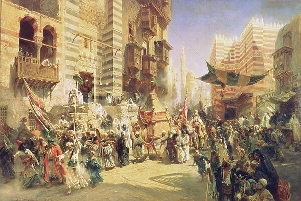 The handing over of the Sacred Carpet in Cairo, 1876 (oil on canvas)