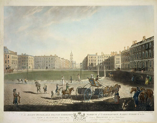 Hanover Square, engraved by Robert Pollard (1755-1838) and Francis Jukes (1747-1812