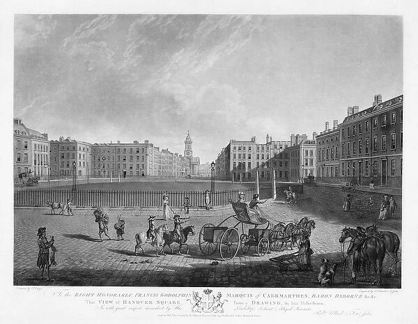 Hanover Square, from a set of four views of London squares, engraved by Robert Pollard