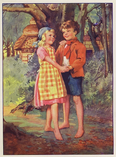 Hansel and Gretel (colour litho)