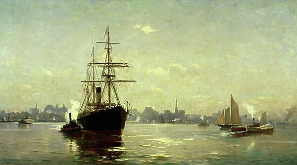 The Harbor of New York, 1885 (oil on canvas)