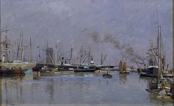 Harbour at Antwerp, 1884 (oil on canvas)