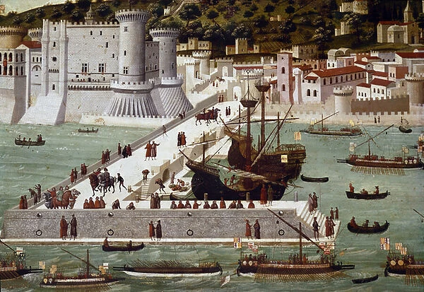 The harbour and the city of Naples: the triumphant fleet of Ferdinand d