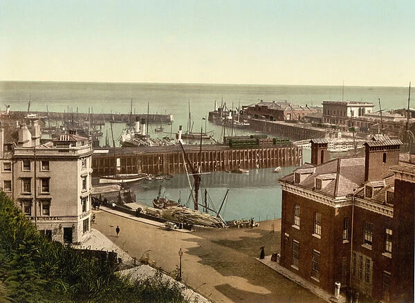 The Harbour, Folkestone (hand-coloured photo)