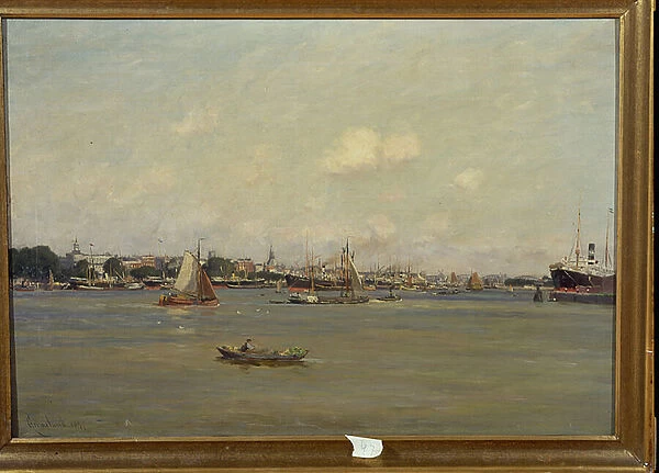 Harbour in Rotterdam, 1897 (oil on canvas)