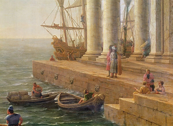 Harbour scene, detail from Departure of Ulysses from the land of the Feaci