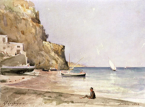 The harbour of Sorrento, 1864 (w  /  c)