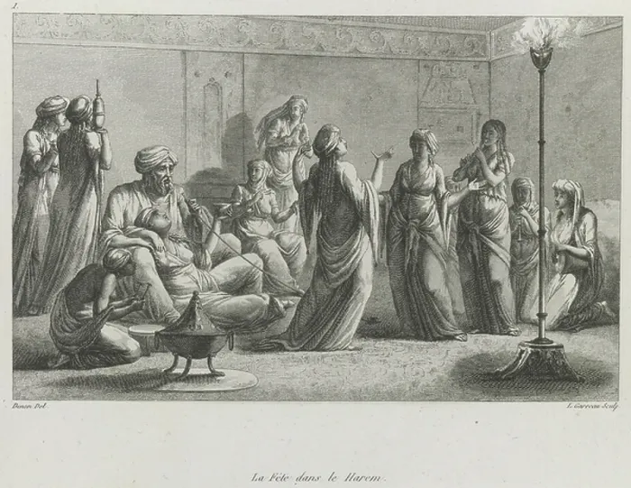 Framed Print : A harem. BL3279973 A harem; British Library, London, UK; (add.info.