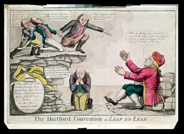 The Hartford Convention, or Leap no leap, February 1815 (coloured engraving)