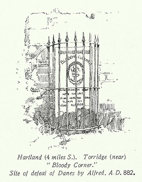 Hartland, 4 miles S, Torridge, near, 'Bloody Corner' (litho)