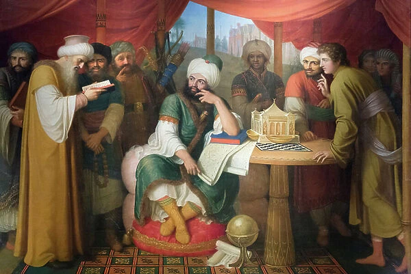 Harun Al Rashid in his tent with the wise men of the east, 1811-13, Gaspare Landi (oil on canvas)