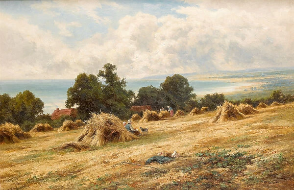 Harvest Time by the Sussex Coast near Worthing (oil on canvas)