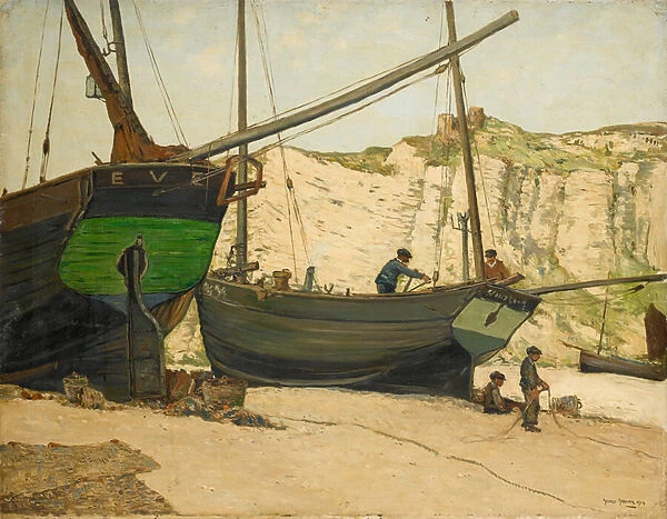 Hastings Luggers on Hastings Beach, 1924 (oil on canvas)