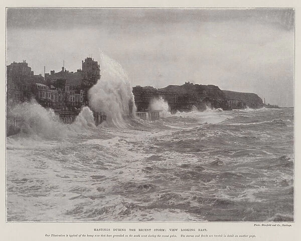 Hastings during the Recent Storm, View looking East (litho)