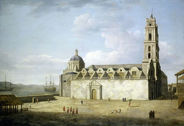 Havana Cathedral (Cuba), August and September 1762. Oil on canvas, made shortly after the capture of the city by the British in 1762, by Dominic Serres (1722-1793)