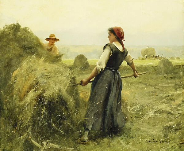 Haymaking; Fenaison, (oil on canvas)