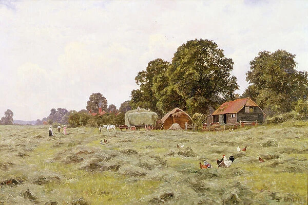 Haymaking in Fittleworth, Sussex (oil on canvas)