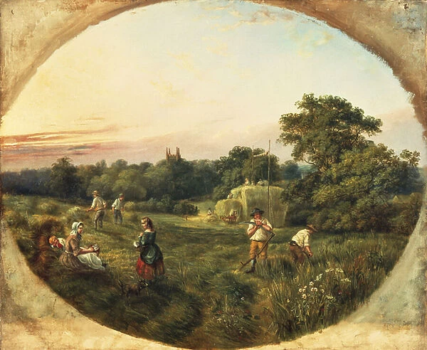 Haymaking in Matthews Field, Handsworth, 1859 (oil on canvas)