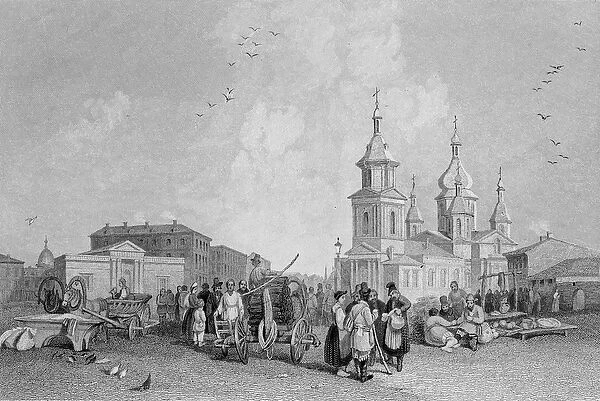 The Haymarket, St. Petersburg, engraved by W. Chevalier (engraving)
