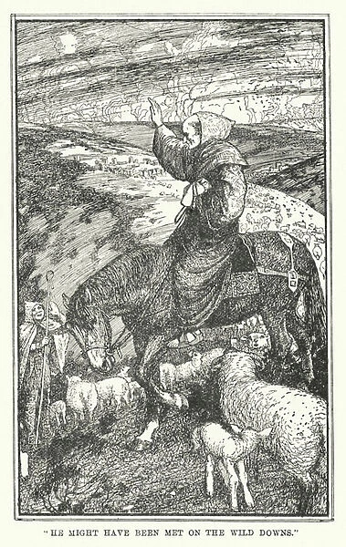 'He might have been met on the wild downs'(litho)