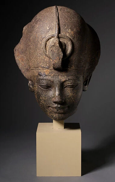 Head of Amenhotep III Wearing the Blue Crown, c. 1391-1353 BC (granodiorite)