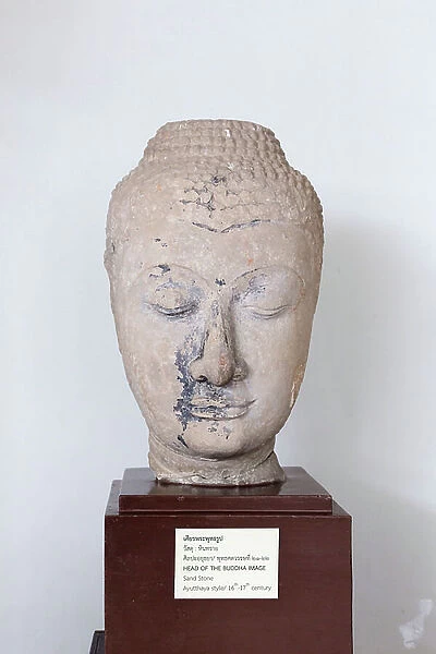 Head of Buddha image, 16th-17th century (sandstone)