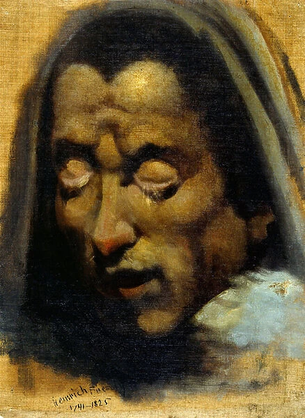 Head of a Damned Soul from Dantes 'Inferno, '(verso), 1770-78(oil on canvas)
