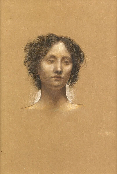 Head of a Girl (coloured chalks on buff paper)