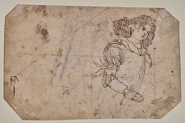 Head of a girl with long flowing hair, 1490-1528 (Ink)