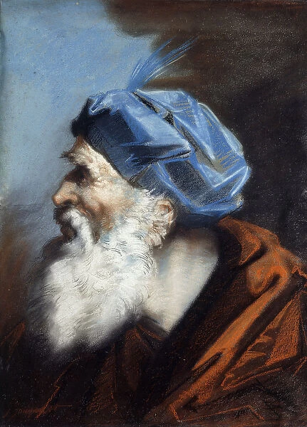 A Head of Joseph of Arimethaea, Looking to the Left, (pastel)