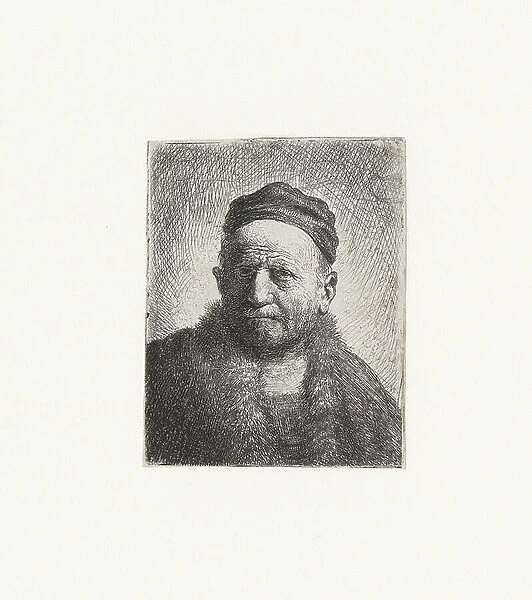 Head of a man facing (presumed portrait of the artist's father), 1630 (Etching)