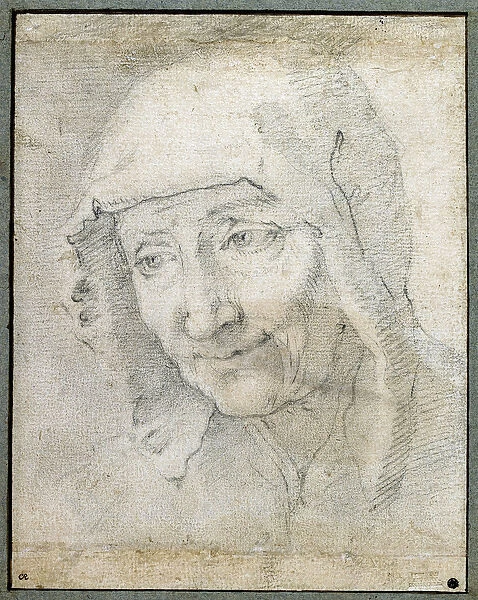 Head of an old Woman (black chalk on paper)