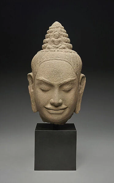 Head of Prajnaparamita, late 12th-early 13th century (grey sandstone)