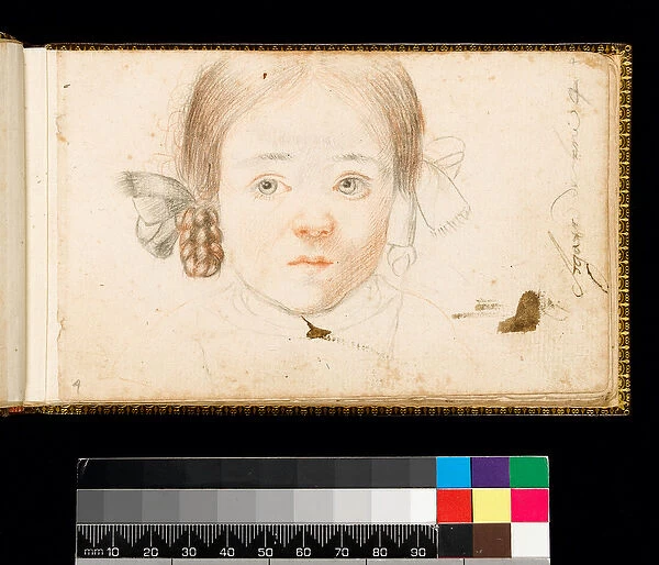 Head and shoulders of Agata Dolci, 1667-70 (red and black chalk, pen and brown ink