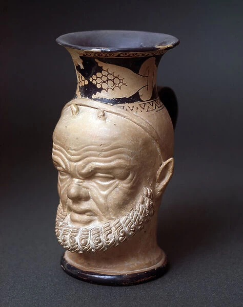 Head of Silenus shaped vase, 4th century BC