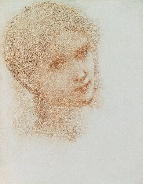 Head Study of a Girl, c. 1865-6 (red chalk on paper)