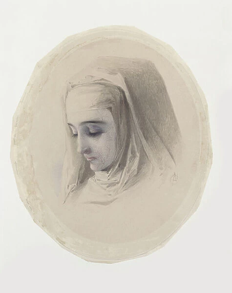 Head study for The Nun, c. 1870 (w  /  c & gouache on paper)