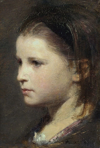 Head of a young girl, 1870 (oil on canvas)