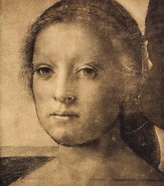 Head of a young woman, drawing by Andrea del Sarto. Gabinetto dei Disegni e delle Stampe, Uffizi Gallery, Florence
