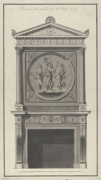 Headfort House. Eating Parlor, Chimney Piece, 1771 (pen & ink and wash on paper)
