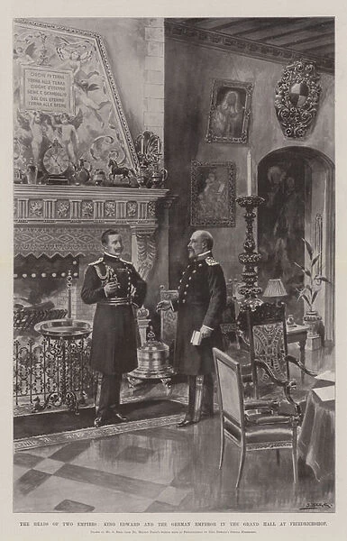 The Heads of Two Empires, King Edward and the German Emperor in the Grand Hall at Friedrichshof (litho)