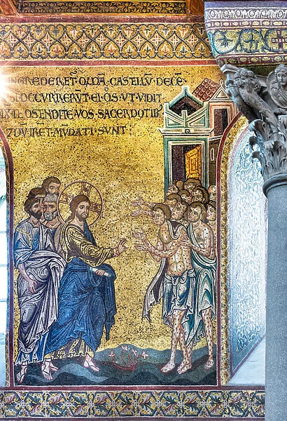 Healing of ten leprous men, Byzantine mosaic, Episodes from the life of Christ, XII-XIII centuries (mosaic)