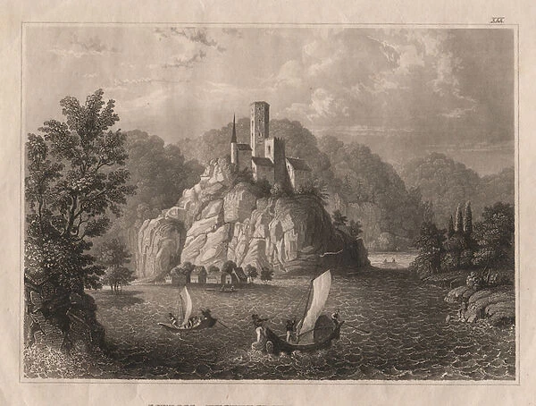 Heckersdorf Castle on the Danube, 1838 (engraving)