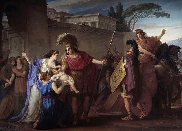 Hector and Andromaque farewell. Leaving for the Trojan War Hector leaves his wife