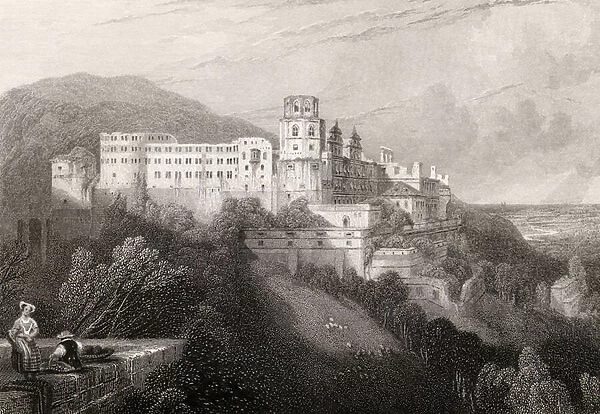 Heidleberg Castle, Heidleberg, engraved by J. T. Willmore in