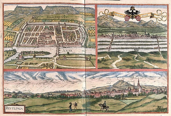 Heilbronn (Germany), Mulhouse (France) and Reutlingen (Germany) (engraving, 1572-1617)