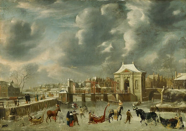 Heiligewegspoort in winter, 1653-73 (oil on canvas)