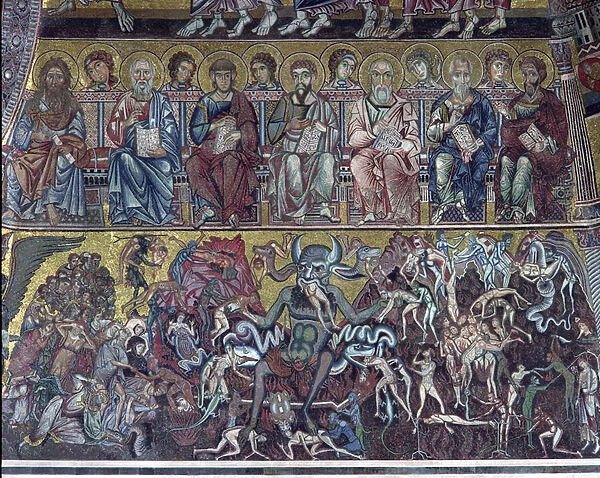 Hell, detail of the Last Judgement from the vault above the apse, 1225 (mosaic)